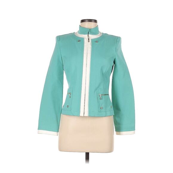 NWT St John Sport Teal Aqua White Gold Accents Zipper Jacket XS - Picture 1 of 4